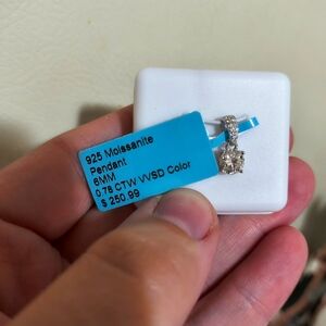 Moissanite Pendant with Silver Band